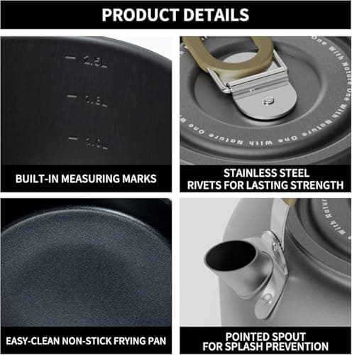 ALOCS Camping Cookware Portable Non-Stick Mess Kit with Foldable Handle — view 4