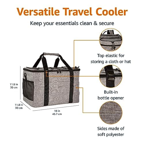 Amazon Basics Reusable Insulated Soft Cooler Bag, 50 Can Capacity, Gray — view 3