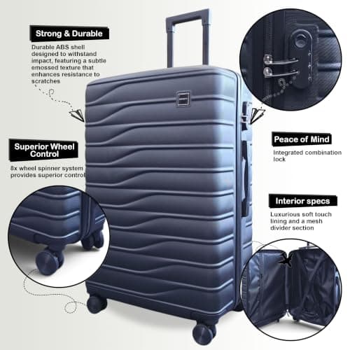 Infinity Leather Hard Shell Black Cabin 56 x 36 x 23 cm Secure Luggage Suitcase Suitable for Easyjet, Ryanair — view 3