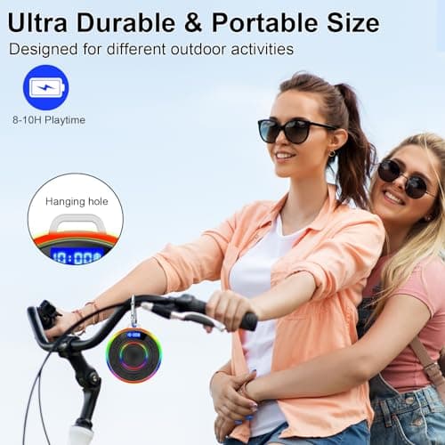 Bluetooth Shower Speaker with IPX7 Waterproof, Bluetooth Speaker with HD Stereo Sound, Built-in Mic Portable Wireless Speaker with Dynamic Lights 10H Playtime, for Outdoor Kitchen Gifts Golf, Black — view 5