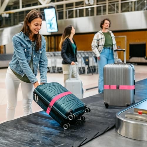 WISYOK Luggage Straps Extended, 2 Pack, 130-250cm Adjustable, Pink — view 6