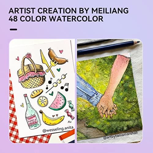 Paul Rubens MeiLiang Watercolor Paint Set, 48 Vivid Colors Incl 12 Metallic Glitter Solid Colors in Pocket Box and Watercolor Brush, Perfect as Art Gift, Suitable for Beginners, Professional — view 4