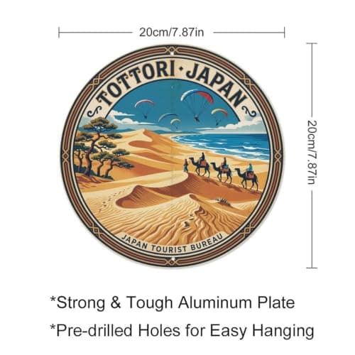 Tottori Sand Dunes Sea Camel Ride Winter Travel Metal Tin Sign — view 2