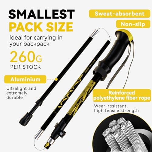 DOBESTS Folding Walking Poles 2 Pack, Lightweight Collapsible Hiking Poles — view 2