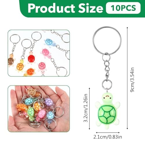 Ymapinc 10Pcs Cute Resin Sea Turtle Keychain Set, Small Keychain Bulk Mini Keychains, Tiny Animal Turtle Keyrings, Beach Travel Backpack Keychains Pack Party Favors Gifts — view 2