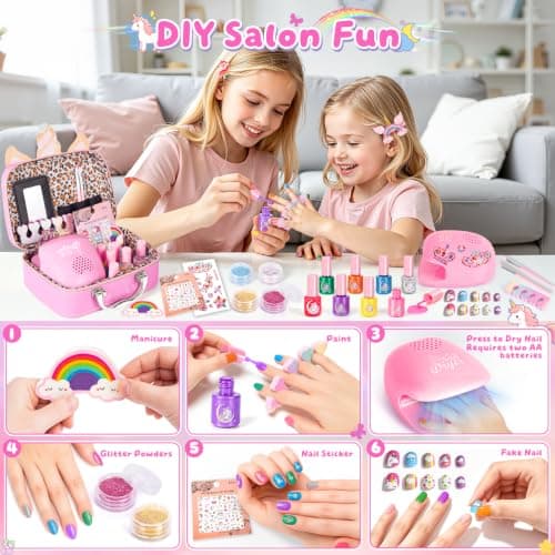 Hohosunlar Kids Nail Polish Sets, Water-Based Nail Art Kit for Girls 3-12 — view 4