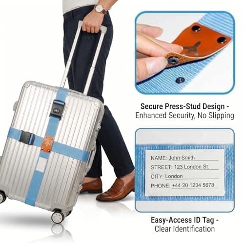 SUWEIR Luggage Straps Set (2 with Lock), Adjustable Suitcase Belts — view 4