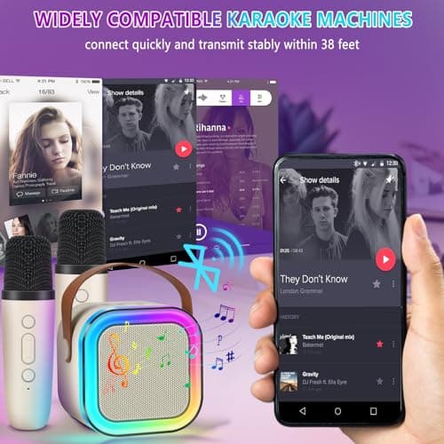 surfsexy Karaoke Machine with Bluetooth Speaker, 2 Wireless Mics, Portable Set , Birthday Gift 4-12, Family Party, for Girls for Kids Adults Kids, Pink — view 6