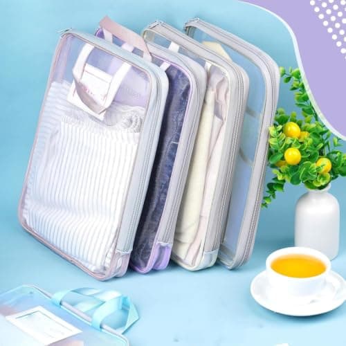 DSUFGNWINFS 7pcs Packing Cubes, travel on different days of the week, Travel Luggage Organizer Storage Bags, with Label Stickers, for Clothes Books & Small Items Organization — view 6