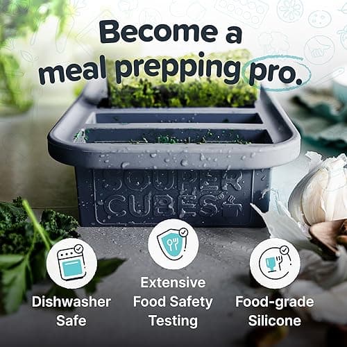 Souper Cubes 1/2 Cup Silicone Freezer Trays with Lids, Charcoal, 2-Pack — view 5
