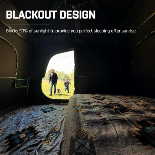 Happy Travel Tent 6 Person Blackout Camping Tent, Portable Easy Setup Cabin Tents with Dark Space Design, Light Blocking Tent with Top Rainfly for Outdoor Camping, Water-Resistant,10'L x 9'W x 79" H — view 4