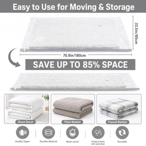 Esoes Vaccine Storage Bags, Extra Large Vacuum Storage Mattress Bags for Moving- Waterproof, Sealable with Zipper, Reusable, No Vacuum Pump (180x85cm) — view 2