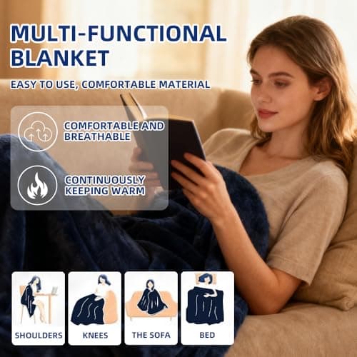 Travel Pillow/Blanket 2-in-1,Neck Support Pillow,Airplane Essentials(Blue) — view 2