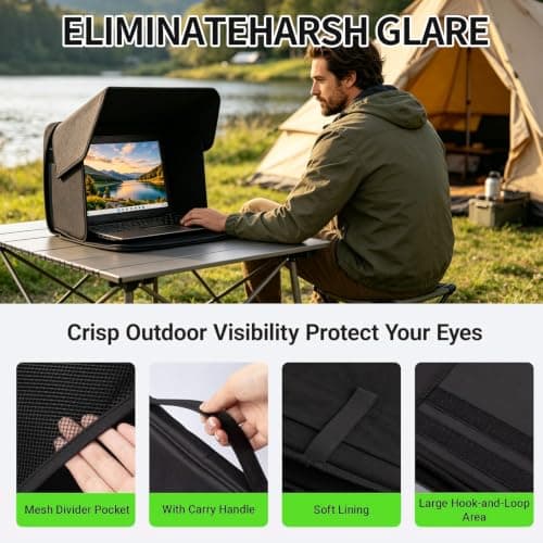 Laptop Sun Shade, Black Sunshade Fits 15-16in Laptops — view 5