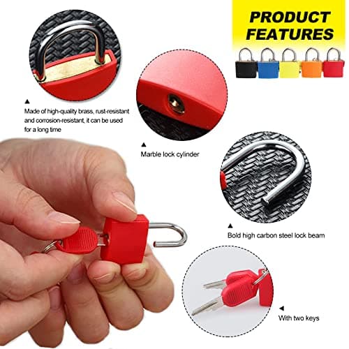 Suitcase Locks with Keys, 5pcs Colored Small Suitcase Luggage Padlocks with Keys Metal Travel Padlocks for Luggage Lock Backpack Gym Locker Laptop Bag Multicolor — view 2