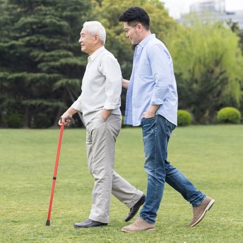 2pcs Retractable Walking Cane Aluminum Alloy Height Adjustable Red — view 6