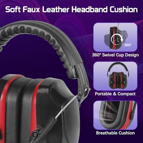Zocipro SNR 34dB Noise Cancelling Headphones for Work Adjustable Noise Cancelling and Hearing Protection for Studying Mowing Shooting Airplane — view 5