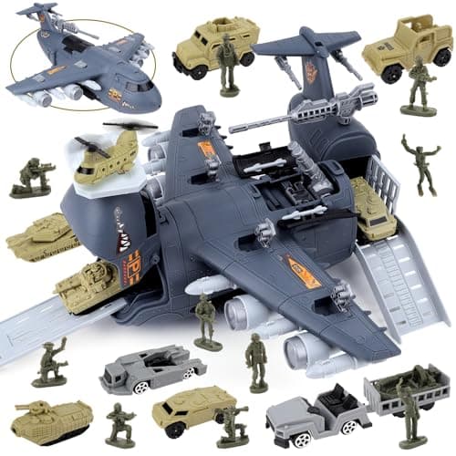 deAO Military Soldiers Toys, Army Vehicle Playset, Toy Plane Helicopter