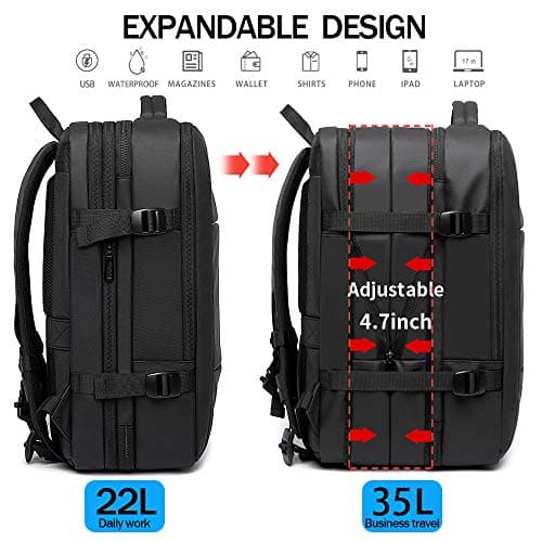 BANGE Travel Backpack,Flight Approved Carry On Backpack for Travel Bag, Water Resistant Durable 17-inch Laptop Backpacks,Large Business Weekender Luggage Backpack for Men women (blackL(with3cubes)) — view 4