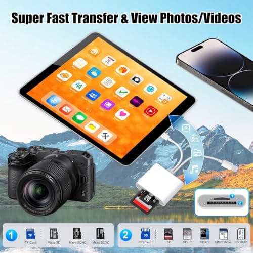 La Brodée SD Card Reader for iPhone iPad, Lightning+USB C Camera Adapter — view 3