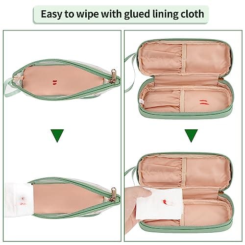 Clear Makeup Bag with Brushes Compartment Travel Toiletry Bag Green — view 6