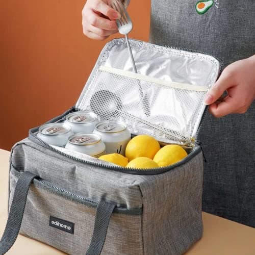 edihome, Insulated Lunch Bag, Cool Bag, 8l, for School, Travel, Picnic or Work, Kids and Adults, Portable, with Handles, Available in Black, Blue, Grey and Brown (Grey) — view 6