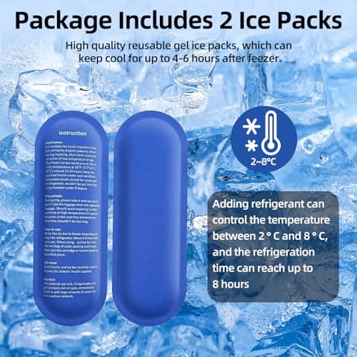 QILUCKY Insulin Cooler Travel Case, Diabetic Travel Case with 2 Nylon Ice Packs, Diabetic Supplies Insulin Pen Case, Portable Insulin Travail Case(Black) — view 5