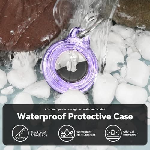 TNSNK for AirTag Holder Keyring, 1 Pack,Clear Purple — view 2