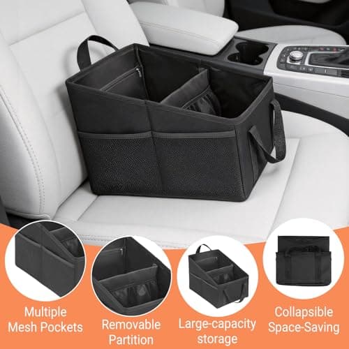 NBOUOU Car Seat Boot Organiser Storage for Front or Back Seat, Portable Waterproof Car Organiser Essentials Collapsible, Holds Snacks, Cups, Books, Tissue - Keeps Cars Tidy and Clean — view 4