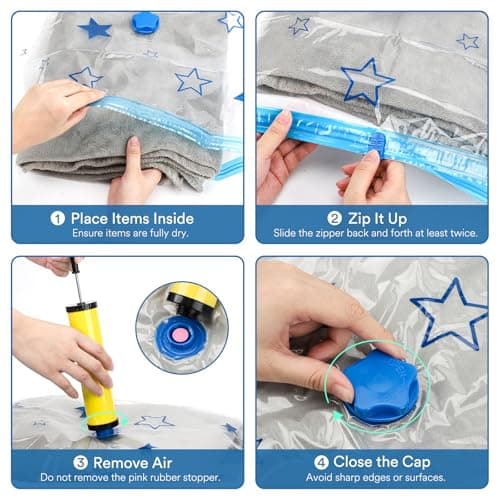 AIyvisun 6pcs Vacuum Storage Bags 60 * 80 cm with Hand Pump, L Vacuum Pack Bags for Clothes Super Space Saver, for Travel Duvet Bedding — view 6
