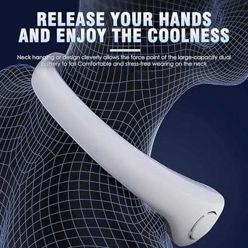 Portable Neck Fan, USB Bladeless Mini Fan with 360°Airflow, Cooling Summer Vaneless Hanging Neck Fans Three-speeds Change for Home Office Travel Outdoor Sports (Green) — view 4