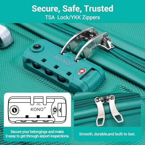 Kono 55x40x20cm Cabin Suitcase ABS+PC Hard Shell 20" Carry On Hand Luggage — view 3