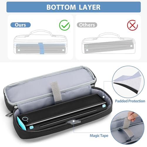 Double Layers Portable Printer Case for Wireless Thermal Printer, Black — view 3