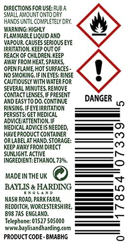 Baylis & Harding Jasmine and Apple Blossom Anti Bacterial Hand Sanitiser Gel, 50 ml, (Pack of 12) - Vegan Friendly — view 6