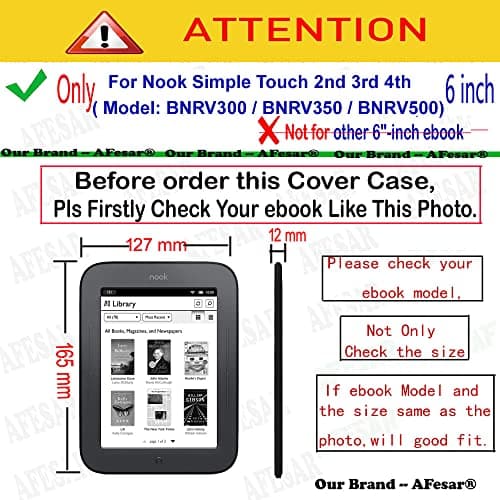 Kuesn Barnes & Noble Nook Simple Touch eBook Reader Case, Flip Leather Cover for 6 Inch Nook Model BNRV300 BNRV350 BNRV500 Heavy Duty Protection Case (Sky Blue) — view 2