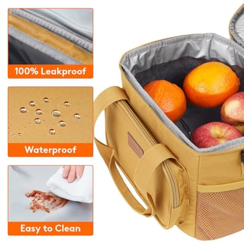 Lifewit Lunch Bag 9L 12 Can Insulated Lunch Box Soft Cooler Cooling Tote for Adult Men Women, Brown — view 5