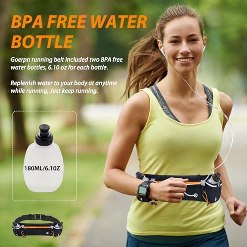 Running Belt with Water Bottles (2x180ML) Adjustable Hydration Waist Pack — view 5
