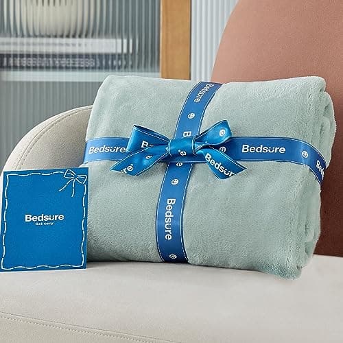 Bedsure Fleece Throw Blanket for Sofa - Flannel, Sage Green, 130x150 cm — view 6