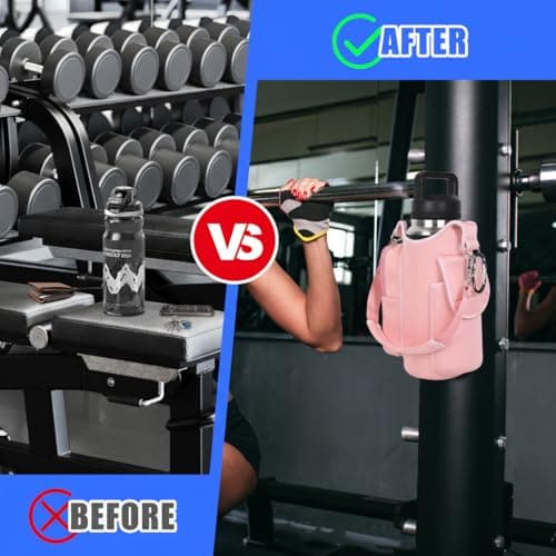 icolor Gym Magnetic Bag Water Bottle Carrier Holder with Strap & Phone Pockets, Diameter 3.9" Magnetic Gym Bag 5 Built-in Magnets Gym Accessories Organizer Pouch Sling Sleeve (Neoprene, Pink) — view 6
