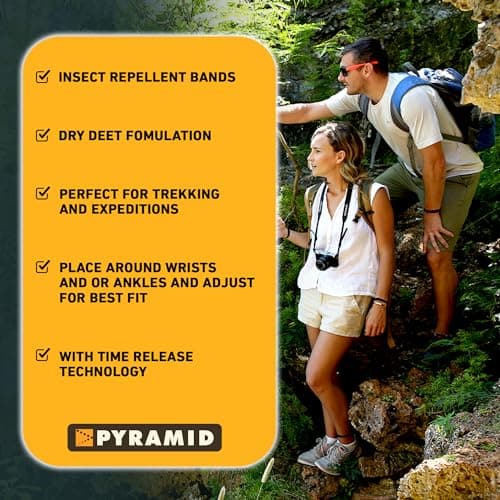 Pyramid Mosquito Repellent Bracelet with DEET. 4 Pack Mosquito Bands for Adults & Kids, Insect Repellent Bracelets with Up to 100 Hours Protection, Adjustable and Easy to Wear for Travel & Outdoors — view 5