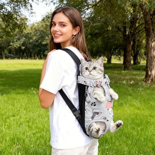 FOSDICK Soft Fabric Cat Carrier Bag, Cartoon Portable Cat Bag, Front Pet Carriers for Cats, Kitten Carrier With Holding Attachment, Legs Out Pet Carrier Travel Backpack for Cats, Small Dogs, Puppies — view 6
