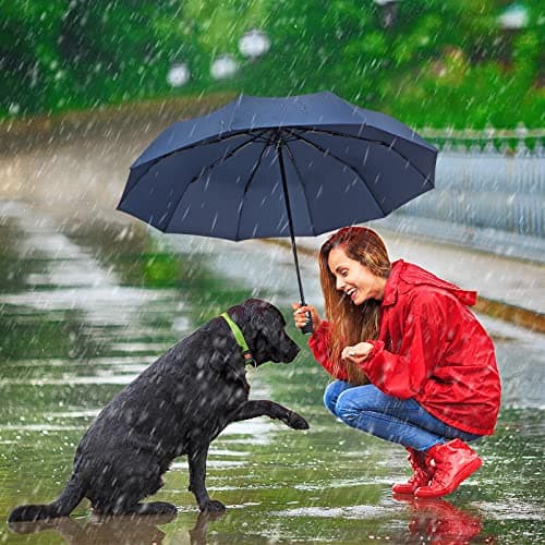 ZOMAKE Compact Umbrella Windproof,Travel Small Umbrella (46in-Navy Blue) — view 6