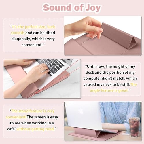 Hinnwer 13 14 Inch Laptop Sleeve Case for MacBook Air 13 M5/M4/M3/M2/M1 (2026-2020), MacBook Pro 13-14 M5/M4/M3/M2/M1 Pro/Max (2026-2020) Adjustable Stand Sleeve Pouch - Rose Gold — view 6