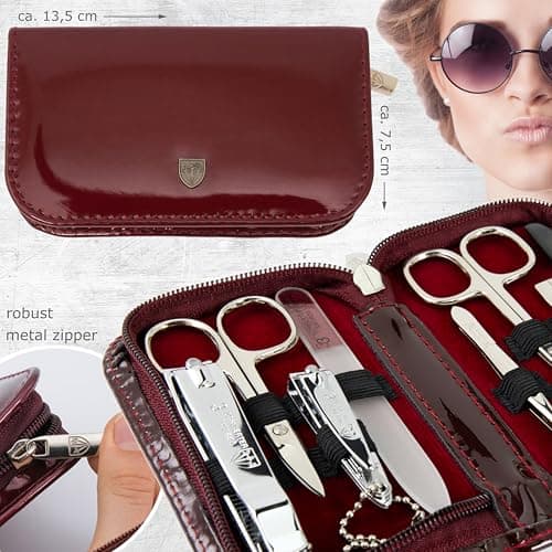 3 Swords Germany - brand quality 8 piece manicure pedicure grooming kit set with burgundy synthetic leather case - Made by 3 Swords — view 5