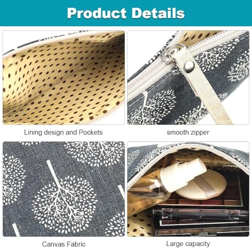 Canvas Cosmetic Bags, 2PCS Small Make Up Bag, Printed Makeup Bag — view 3