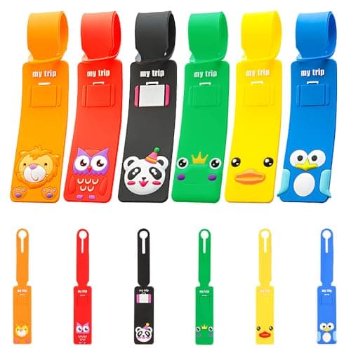 HLIWS 12Pcs Luggage Tags,Travel Identification Tags-6 Designs