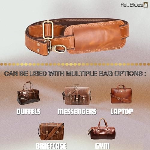 Leather Bag Shoulder Strap, Men Messenger Bags Strap Replacement (Caramel) — view 2