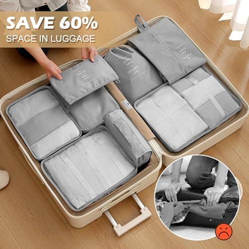 Packing Cubes for Suitcases, 13PCS Multifunction Luggage Suitcase Organiser Bags, Waterproof Travel Packing Cubes for Backpack, Essential Travel Cubes Clothes Shoes Storage Bags (Grey) — view 2