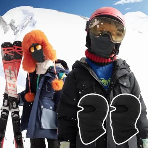 2 Pcs Kids Balaclava,Black Thermal Ski Mask Children's,Multipurpose Winter Childrens Head Face Full Masks,Snoods Fleece Windproof Warmer Neck Snood Balaclavas Helmet Hat for Baby Boys Girls Cycling — view 5