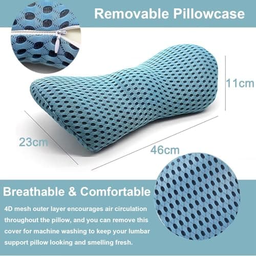 Edumov Lumbar Support Pillow for Lower Back Pain Relief, Thick Memory Foam Back Support Cushion for Sleeping Bed Office Chair, Car Seat, Comfortable Back Wedge Pillow for Traveling, Resting (Blue) — view 6